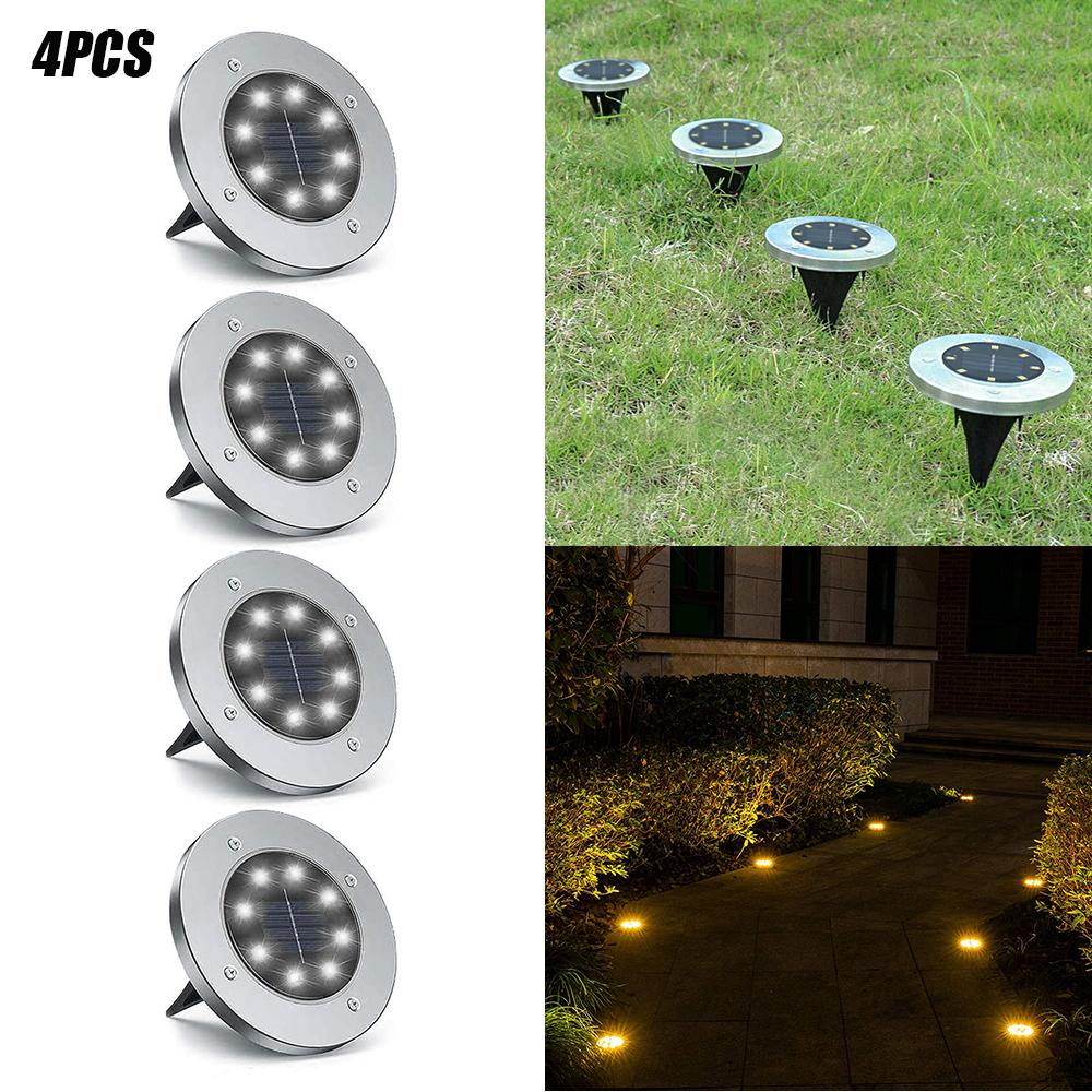 4 LEDs Solar Powered Buried Light Garden Lamps